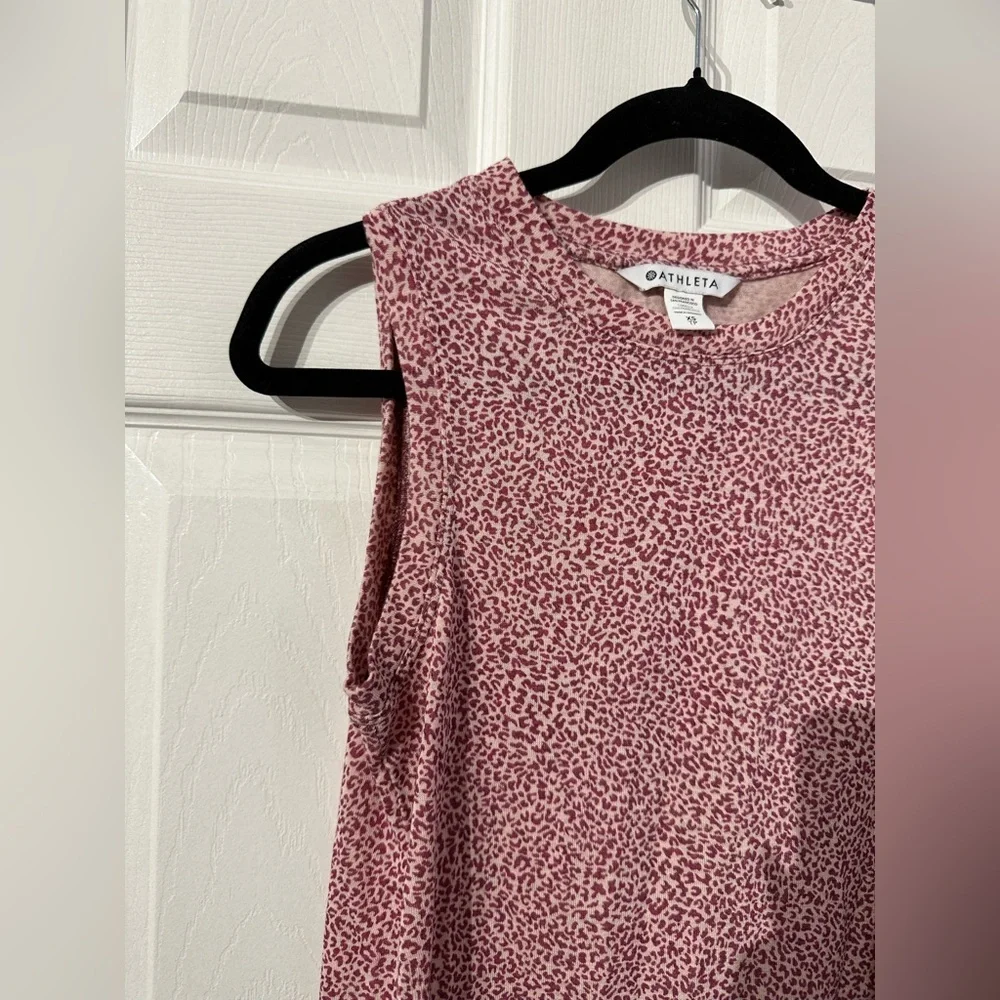 Athleta Leopard Print Pink Sleeveless Muscle Tee (XS) - Picture 11 of 16